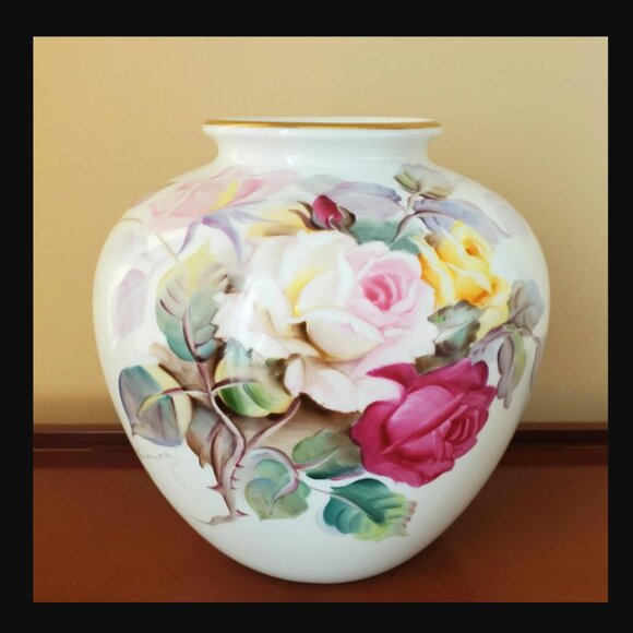 Noritake Vase Hand-Painted Porcelain, Signed S. Kimura Nippon Toki Kaisha - Picture 1 of 9